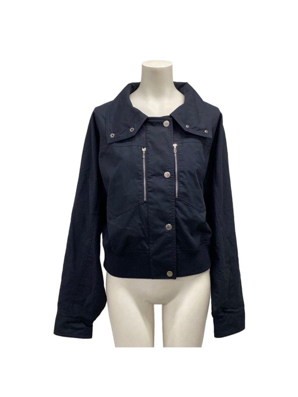 Hermes Jacket S Blue Noir Spring Autumn Clou de Selle Button Cotton 36